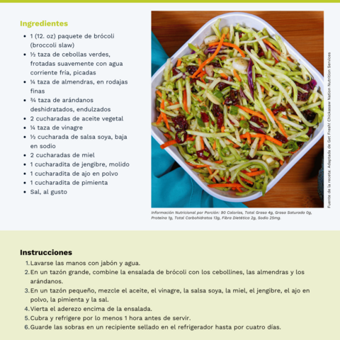 Handout - Broccoli - Spanish - Broccoli Slaw with Cranberries Recipe