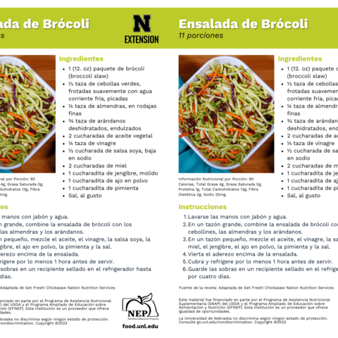 Handout - Broccoli - Spanish - Broccoli Slaw with Cranberries Recipes