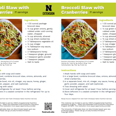 Handout - Broccoli - Broccoli Slaw with Cranberries Recipes