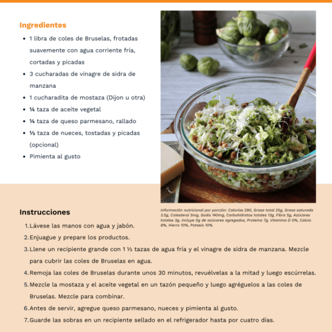 Handout - Brussels Sprouts - Spanish - Brussels Sprouts Salad Recipe