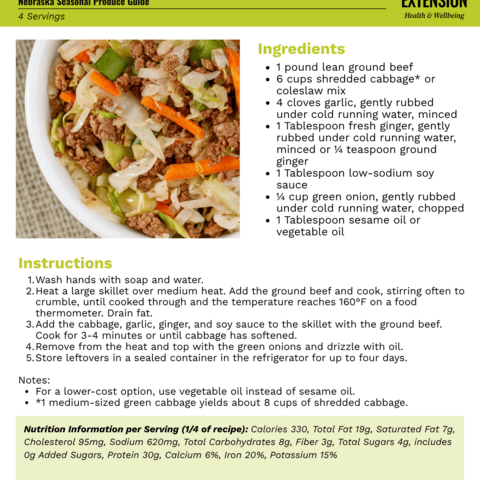 Handout - Cabbage - Egg Roll in a Bowl Recipe