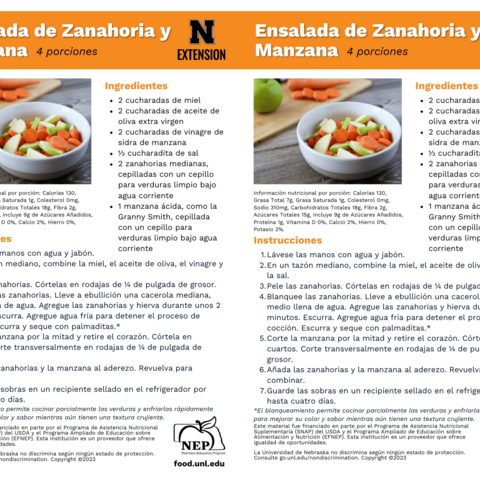 Handout - Carrots - Spanish - Carrot and Apple Salad Recipes