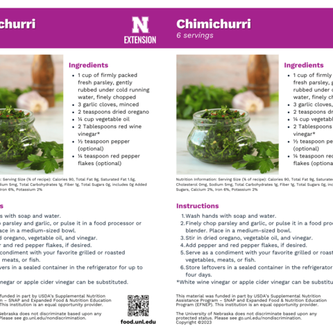 Handout - Fresh Herbs - Chimichurri Recipes