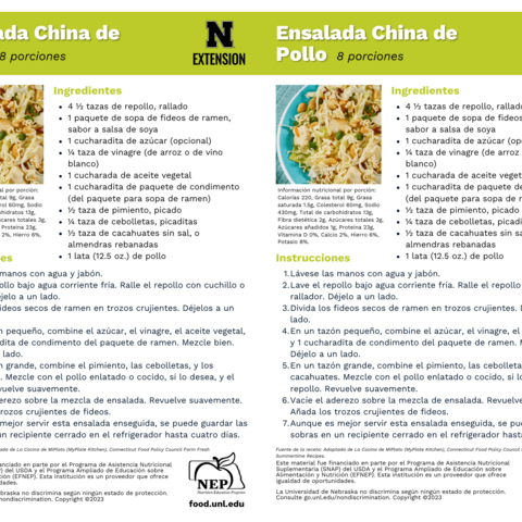 Handout - Cabbage - Spanish - Chinese Chicken Salad Recipes