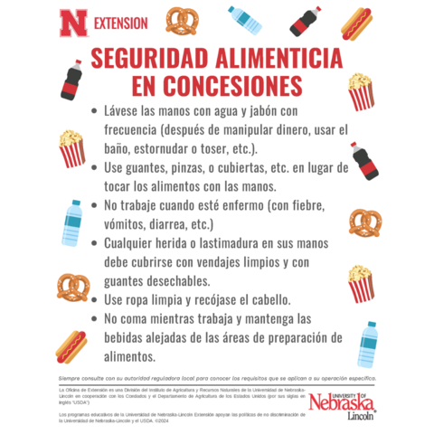 Concession Stand Food Safety Poster - Spanish