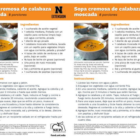 Handout - Winter Squash - Spanish - Creamy Butternut Squash Soup Recipes