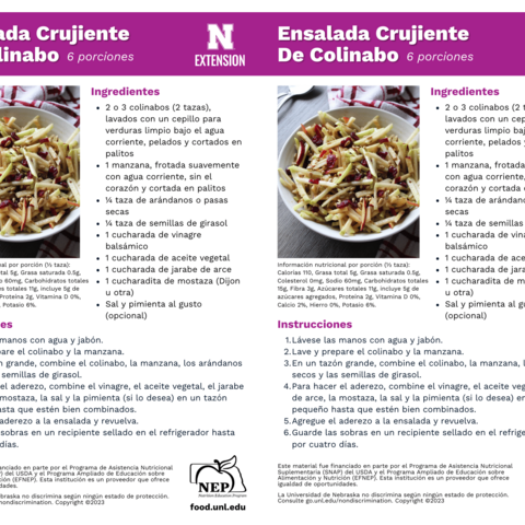 Handout - Kohlrabi - Spanish - Crunchy Kohlrabi Salad Recipes