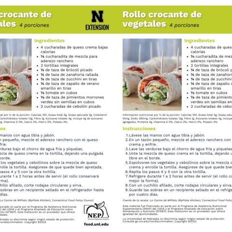 Handout - Bell Peppers - Spanish - Crunchy Vegetable Wraps Recipes