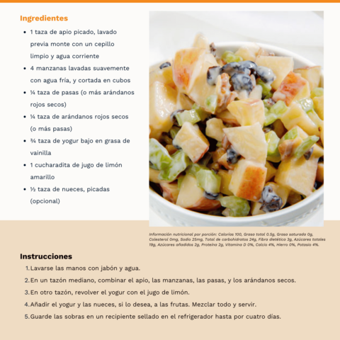 Handout - Apples - Spanish - Easy Apple Salad Recipe