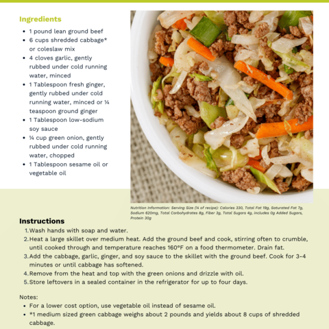 Handout - Cabbage - Egg Roll in a Bowl Recipe