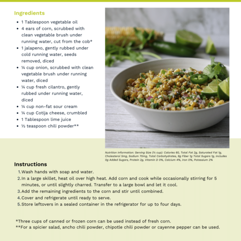 Handout - Sweet Corn - Elote Salad - Mexican Street Corn Salad Recipe