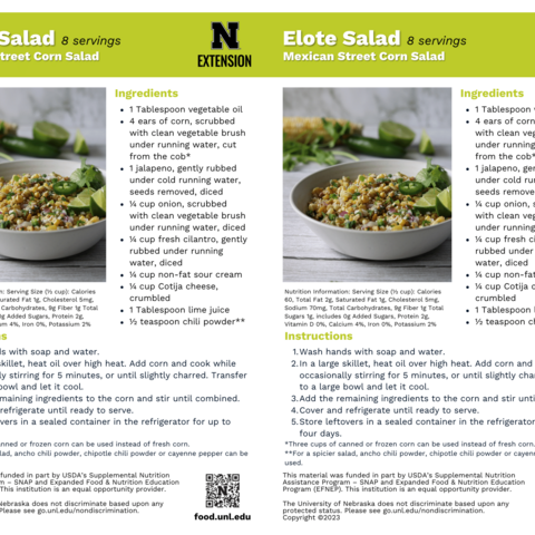 Handout - Sweet Corn - Elote Salad - Mexican Street Corn Salad Recipes