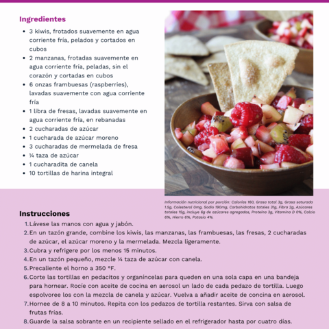 Handout - Strawberries - Spanish - Fruit Salsa and Cinnamon Chips Recipe