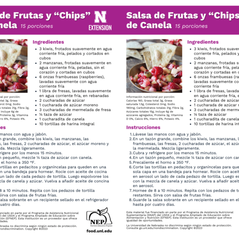Handout - Strawberries - Spanish - Fruit Salsa and Cinnamon Chips Recipes