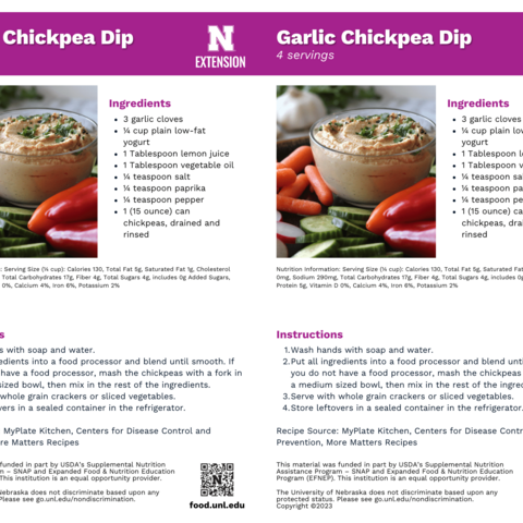 Handout - Fresh Herbs - Garlic Chickpea Dip Recipes