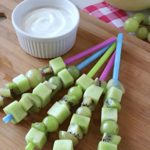 Green Fruit Kabobs with Dip
