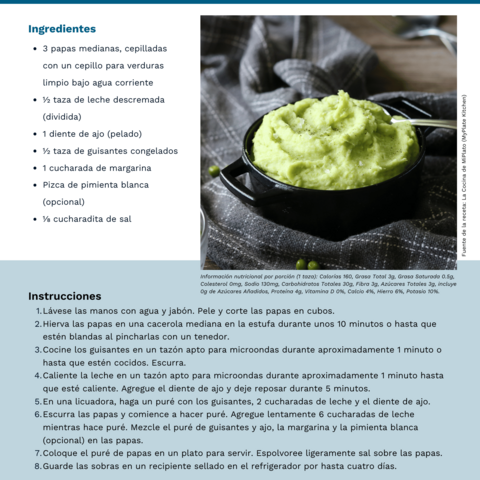 Handout - Potatoes - Spanish - Green-Mash Potatoes Recipe