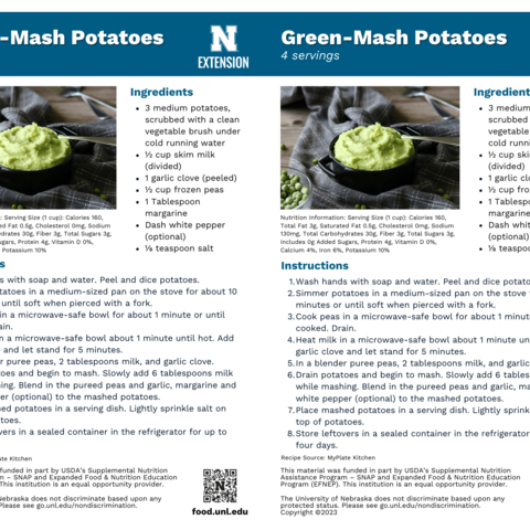 Handout - Potatoes - Green-Mash Potatoes Recipes