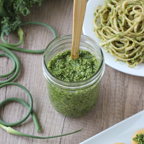 Kale and Garlic Scape Pesto