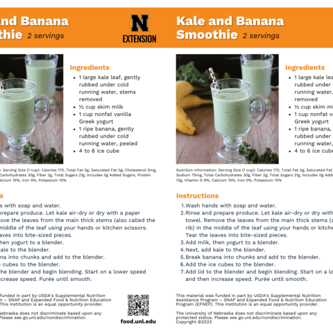 Handout - Kale - Kale and Banana Smoothie Recipes