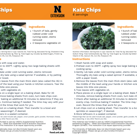 Handout - Kale - Kale Chips Recipes