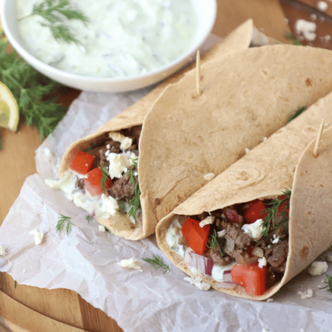 Lamb Wraps with Tzatziki Sauce 