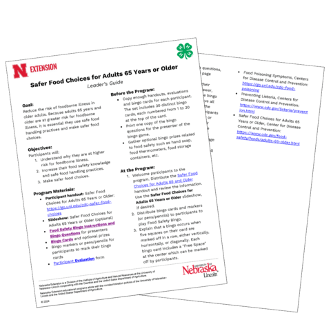 Leader's Guide - Safer Food Choices for Adults 65 Years or Older 