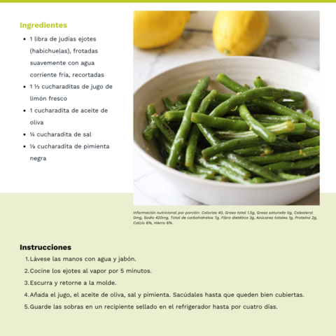 Handout - Green Beans - Spanish - Lemony Green Beans Recipe