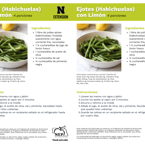 Handout - Green Beans - Spanish - Lemony Green Beans Recipes
