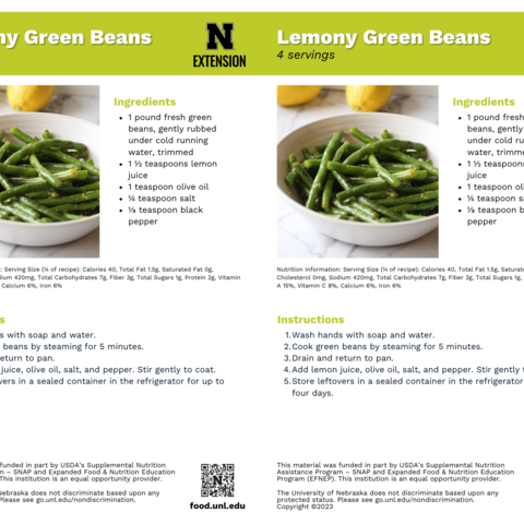 Handout - Green Beans - Lemony Green Beans Recipes
