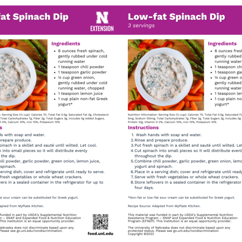 Handout - Spinach - Low Fat Spinach Dip Recipes