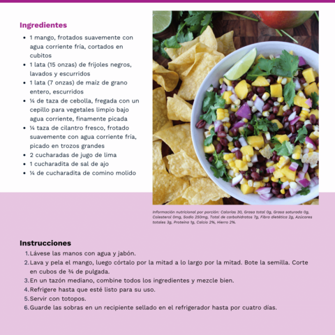 Handout - Fresh Herbs - Spanish - Mango Tango Black Bean Salsa Recipe