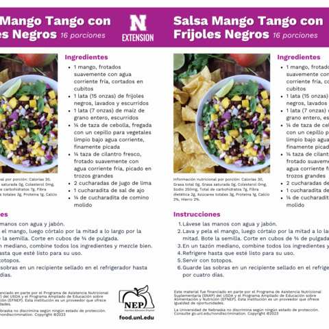 Handout - Fresh Herbs - Spanish - Mango Tango Black Bean Salsa Recipes