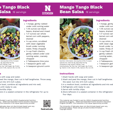 Handout - Fresh Herbs - Mango Tango Black Bean Salsa Recipes