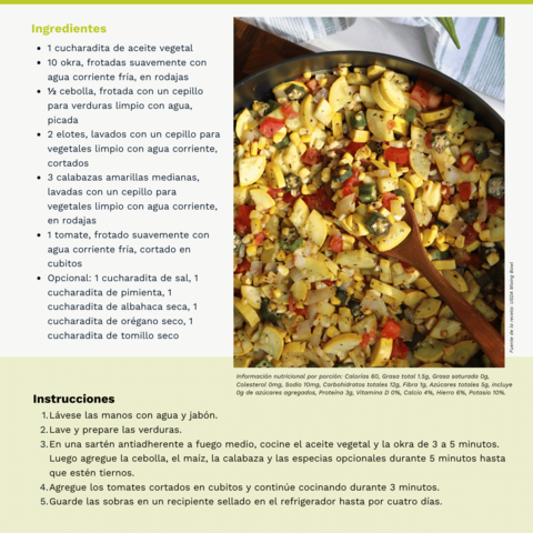 Handout - Okra - Spanish - Okra Succotash Recipe