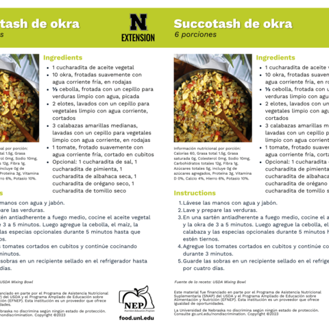 Handout - Okra - Spanish - Okra Succotash Recipes