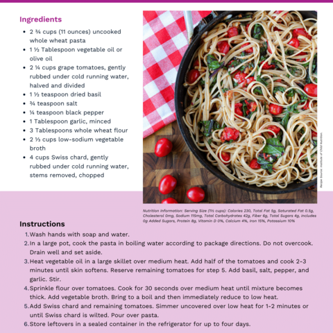 Handout - Swiss Chard - Oodles of Noodles Recipe