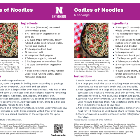Handout - Swiss Chard - Oodles of Noodles Recipes