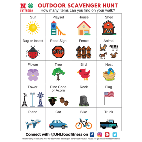 Outdoor Scavenger Hunt Printable Handout