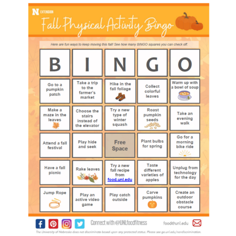 Fall Physical Activity Bingo