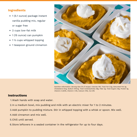 Handout - Winter Squash - Pumpkin Pudding Recipe