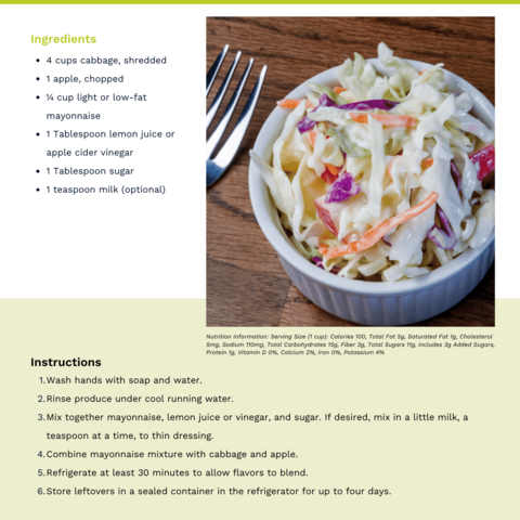 Handout - Cabbage - Mighty Quick Coleslaw Recipe