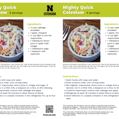 Handout - Cabbage - Mighty Quick Coleslaw Recipes