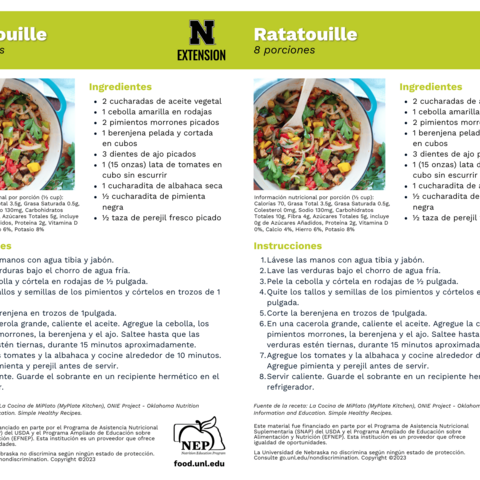 Handout - Bell Peppers - Spanish - Ratatouille Recipes