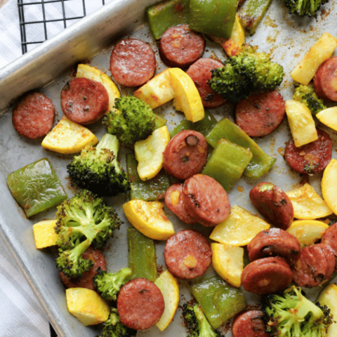 Sausage and Veggies Sheet Pan 