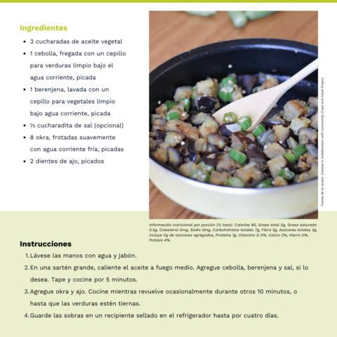 Handout - Okra - Spanish - Sautéed Eggplant with Okra Recipe