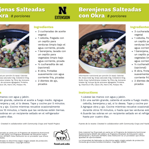 Handout - Okra - Spanish - Sautéed Eggplant with Okra Recipes
