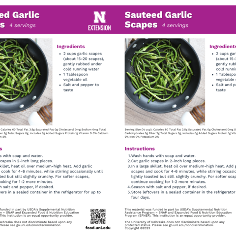 Handout - Garlic Scapes - Sautéed Garlic Scapes Recipes