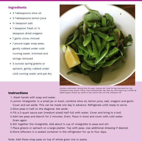 Handout - Snap Peas - Snap Pea Salad Recipe