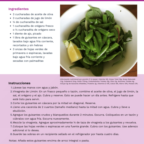 Handout - Snap Peas - Spanish - Snap Pea Salad Recipe